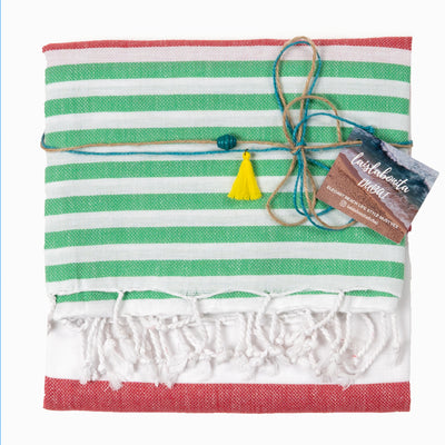 Laislabonita Turkish Peshtemal Towel Christmas Green Red
