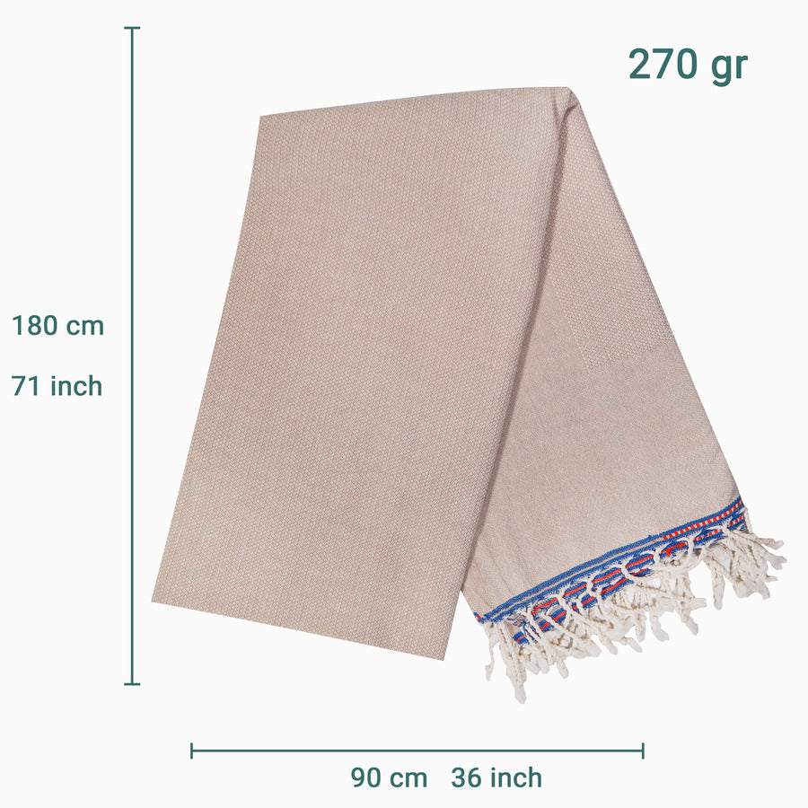 Laislabonita Turkish Peshtemal Towel Beige Indigo