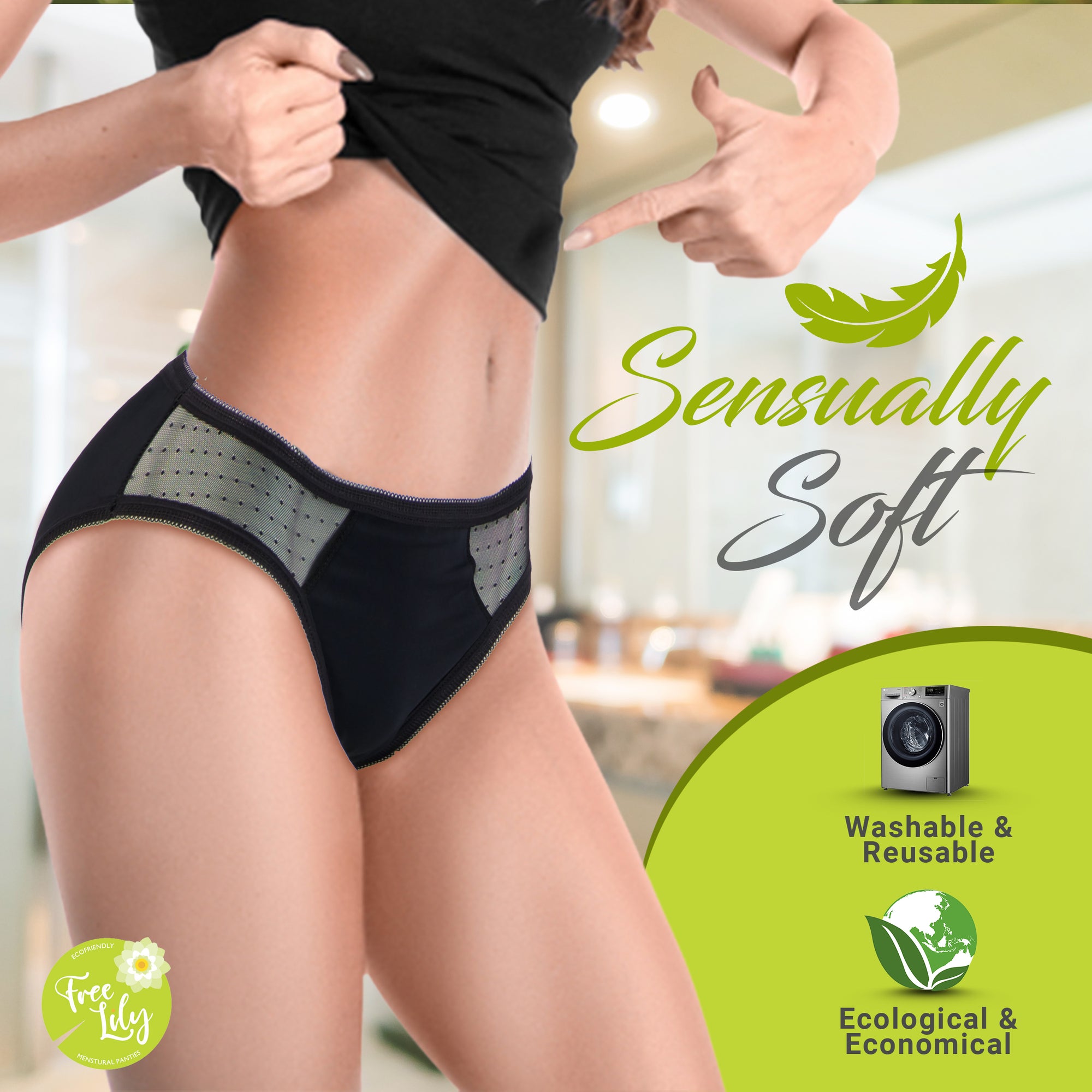 Free lily Washable Menstrual Period Underwear Panties for Women