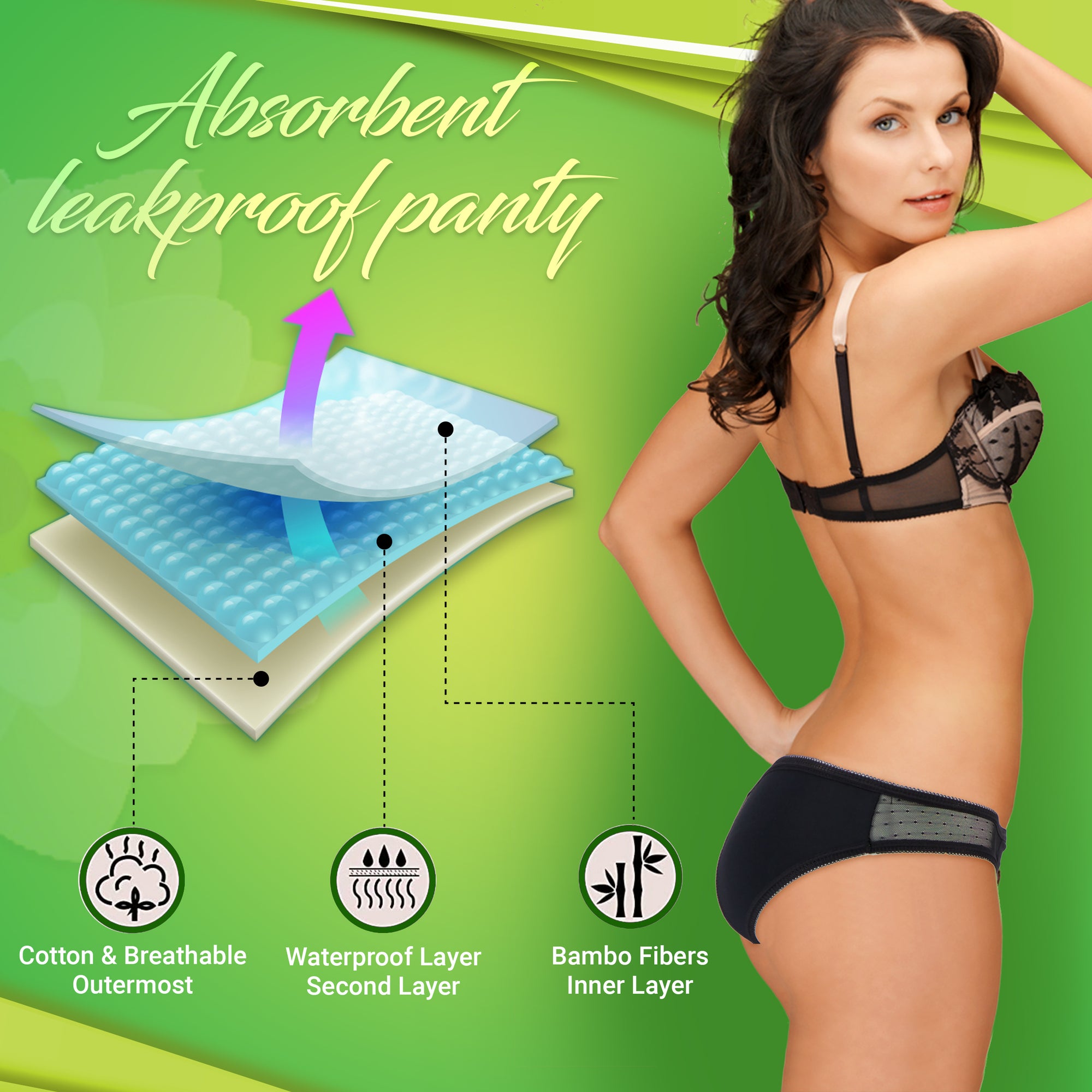 Free lily Washable Menstrual Period Underwear Panties for Women