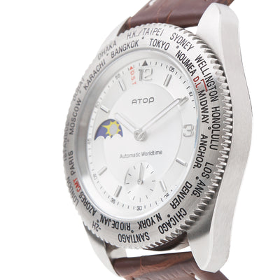 ATOP WORLD TIME WATCH CLASSIC LEATHER SERIES WWS-2A - Gifted Products
