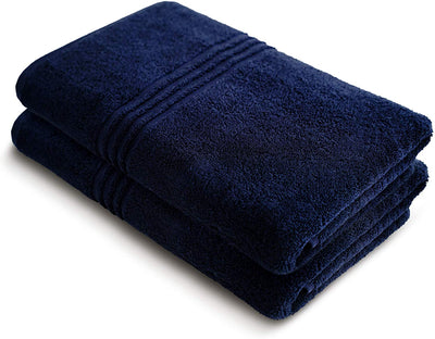 Exclusive 5 Star Hotel Turkish Cotton Navy Towel Set - (2 Bath Towels) - Gifted Products
