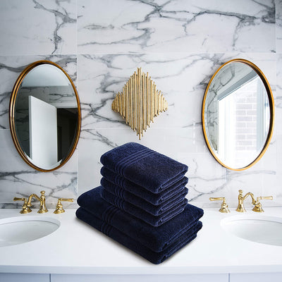 Exclusive 5 Star Hotel Turkish Cotton Navy Towel Set - (2 Bath Towels 4 Hand Towels) - Gifted Products