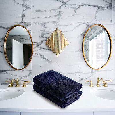 Exclusive 5 Star Hotel Turkish Cotton Navy Towel Set - (2 Hand Towels) - Gifted Products