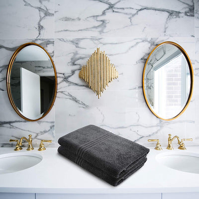 Exclusive 5 Star Hotel Turkish Cotton Grey Towel Set - (2 Bath Towels) - Gifted Products