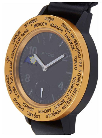 ATOP WORLD TIME WATCH AWA LEATHER SERIES AWA-BKGD-L01 - Gifted Products