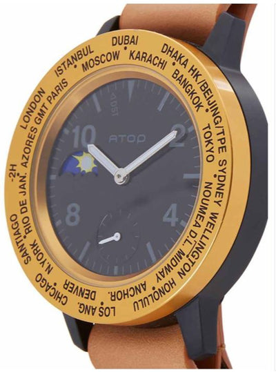 ATOP WORLD TIME WATCH AWA LEATHER SERIES AWA-BKGD-L03 - Gifted Products