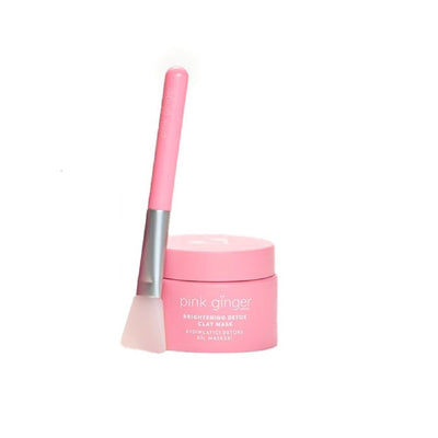Pink Ginger Beauty  - Vegan Pink Clay Mask , Moisturizing Cream, Cealnsing Gel  Spatula - Gifted Products