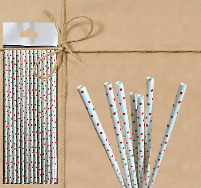 Paper Straw - White Polka Dot - Gifted Products