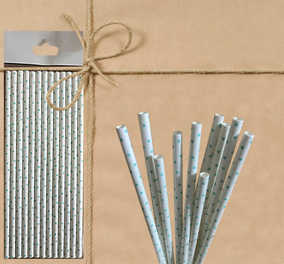 Paper Straw - White Polka Dot - Gifted Products