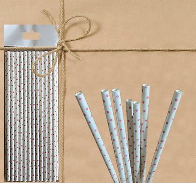 Paper Straw - White Polka Dot - Gifted Products