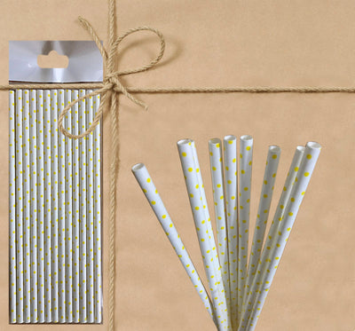 Paper Straw - White Polka Dot - Gifted Products